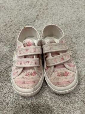 LoveShackFancy x SuperGA Kids Pink Floral Velcro Sneakers